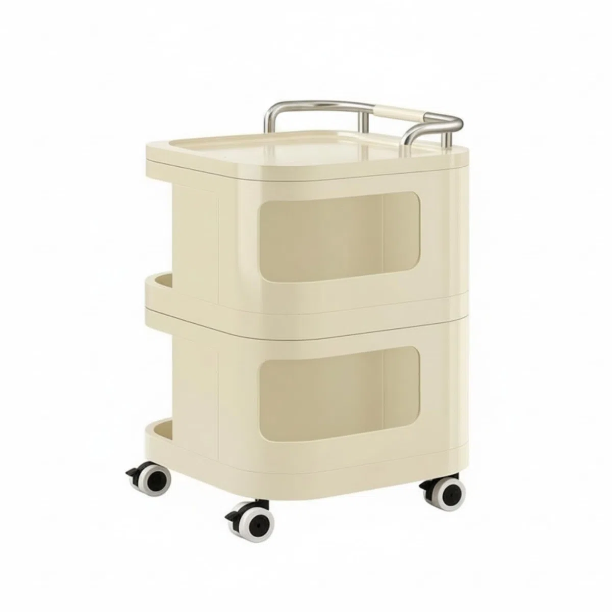 Sharplace Rollwagen Aufbewahrungswagen Küchenwagen Servierwagen Regalwagen mit Rollen aus Und Edelstahl mit Abgerundetem Und Sicherer Tablettkante für Küche Wohnzimmer Badezimmer Büro 58.1cm