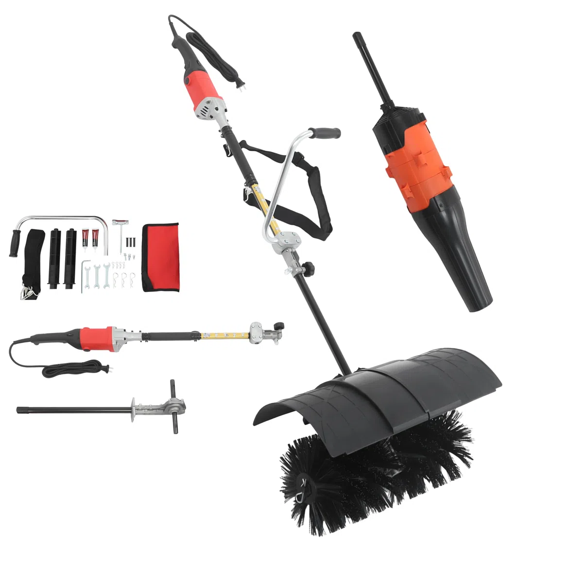 DIFU Schneefräse Elektrische | 2-in-1 Elektro Schneefräse und Kehrmaschine | Motorbesen für Draußen | inkl. Schutzbrille | Handgeführtes Handheld Schneeräumgerät