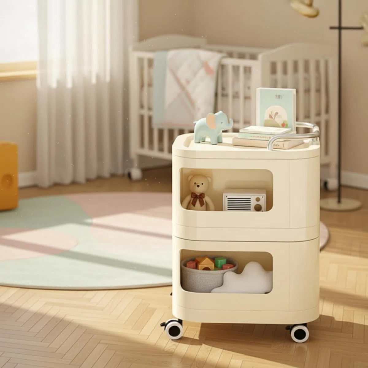 Sharplace Rollwagen Aufbewahrungswagen Küchenwagen Servierwagen Regalwagen mit Rollen aus Und Edelstahl mit Abgerundetem Und Sicherer Tablettkante für Küche Wohnzimmer Badezimmer Büro 58.1cm