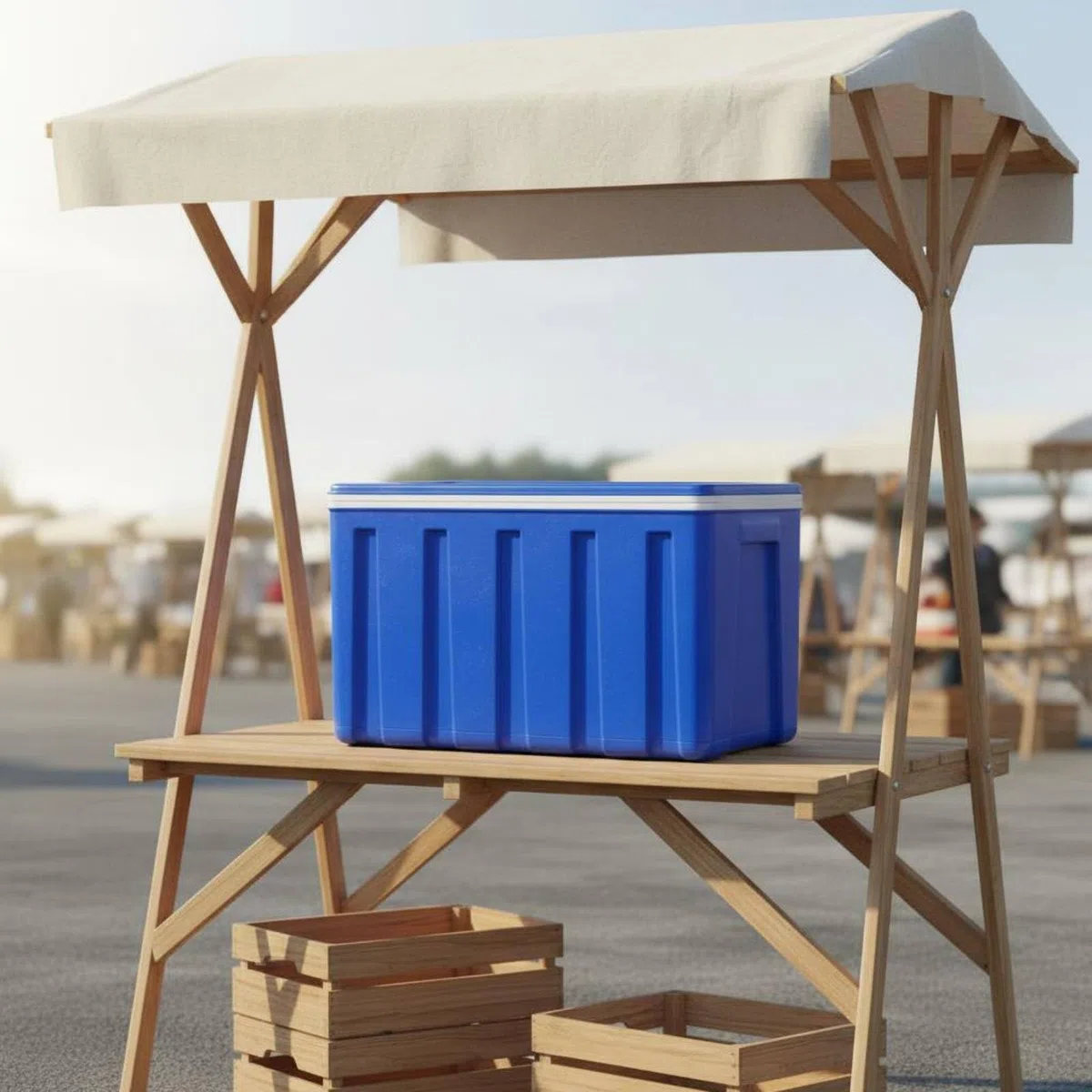 Harilla Isolierter Transportbehälter Lebensmittelbox Thermobehälter Speisenbehälter Isolierbox mit Innovativer Wärmedämmung Und, Blau, Scharnier-Modell – Deckel Integriert