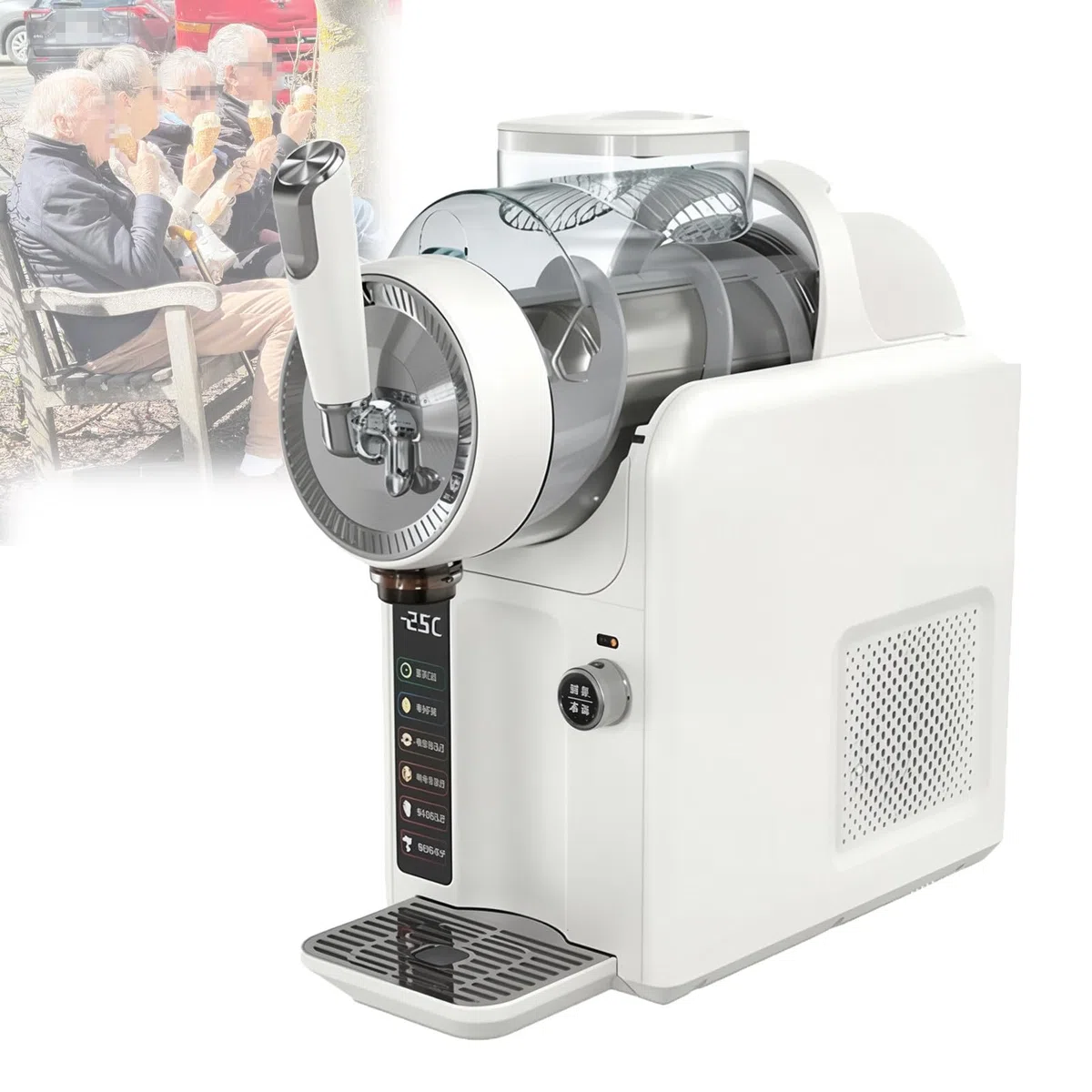 Slush-EIS-Maschine,2-Liter-Tanks,185 W,Mit 360°-Reinigung White-