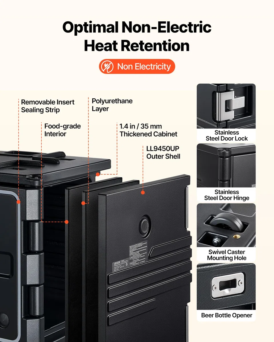 VEVOR Thermobox 75 L, Isolierbox zum Warmhalten und Kühlen, Warmhaltebox aus LLDPE 650 x 450 x 549 mm, Transportbox für Speisen und Getränke, Thermobehälter für Verschiedene Pfannengrößen (ohne)