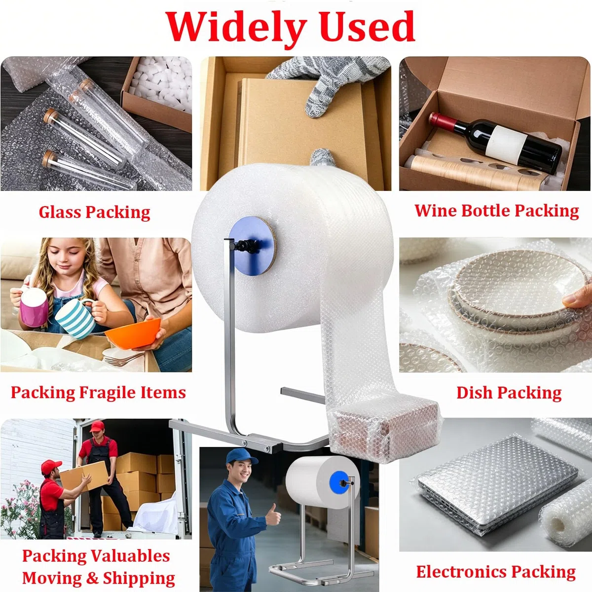 Luftpolsterfolienrollenspender – Manuelle Polsterfolie Schaumstoffhalter für Verpackung, Umzug, Versand, Schutz zerbrechlicher Gegenstände, Wertsachen – ideal für E-Commerce-Verpackungen
