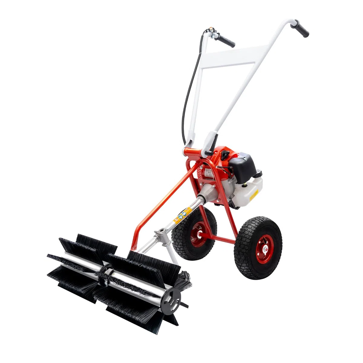 43cc Kehrmaschine, 1,7PS 2-Takt Benzin Handschubkehr Maschine Kehrbesen Motorbesen Schneefräse 1,25kW Benzin Kehrmaschine für Gehweg Gras Schnee Reinigung Rasen