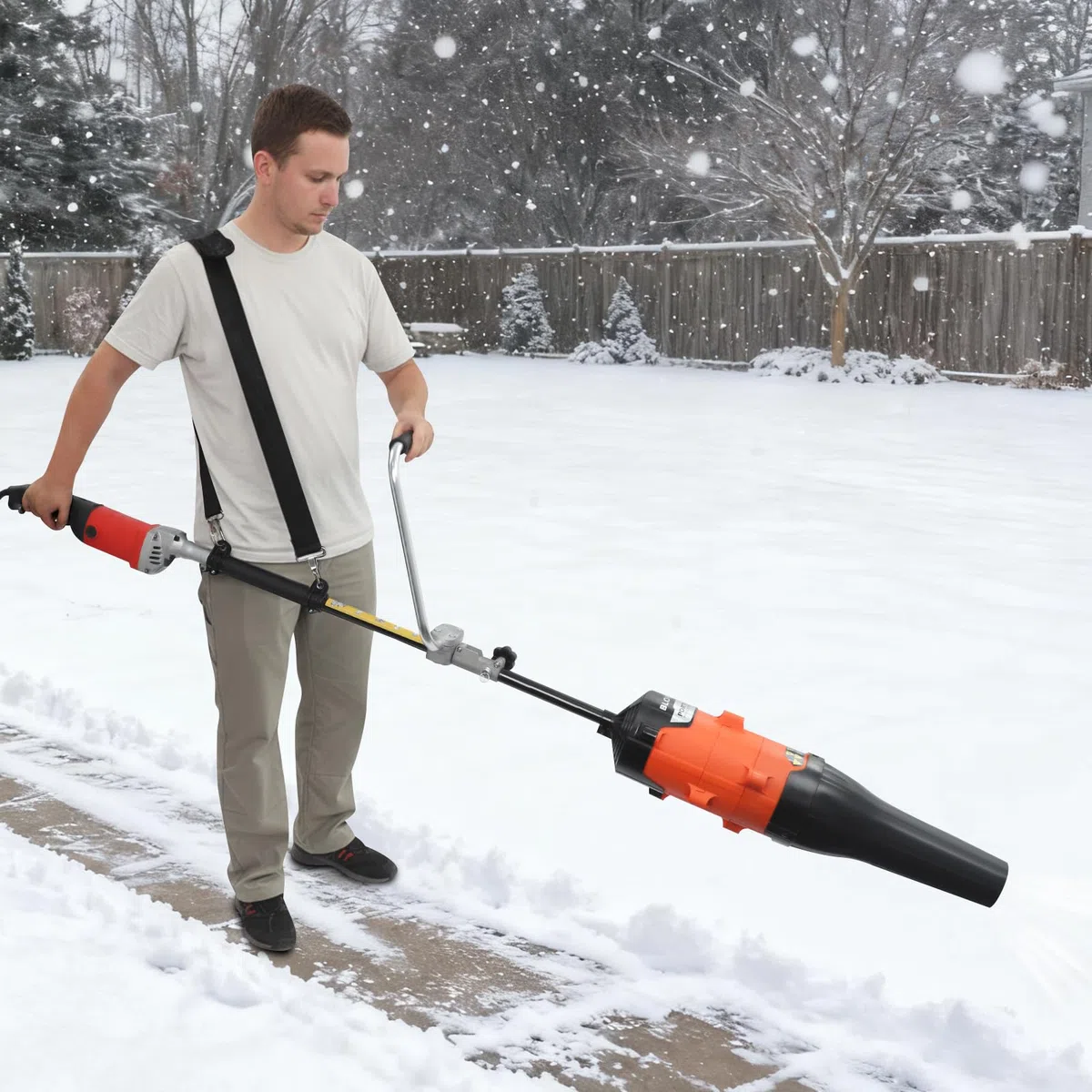 DIFU Schneefräse Elektrische | 2-in-1 Elektro Schneefräse und Kehrmaschine | Motorbesen für Draußen | inkl. Schutzbrille | Handgeführtes Handheld Schneeräumgerät