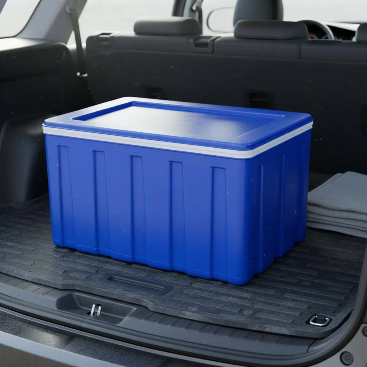 Harilla Isolierter Transportbehälter Lebensmittelbox Thermobehälter Speisenbehälter Isolierbox mit Innovativer Wärmedämmung Und, Blau, Scharnier-Modell – Deckel Integriert