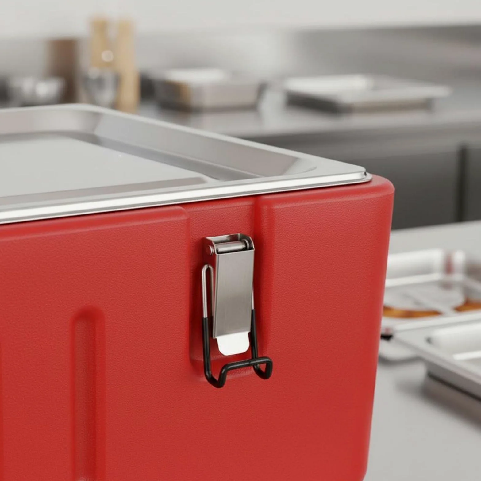 Isolierter Speisenbehälter Transportbox Warmhaltebehälter Essenscontainer mit Edelstahl-innenraum Pu-dämmung für Lange Frischhaltung Sichere Schnallen, Insulated 2 Grids
