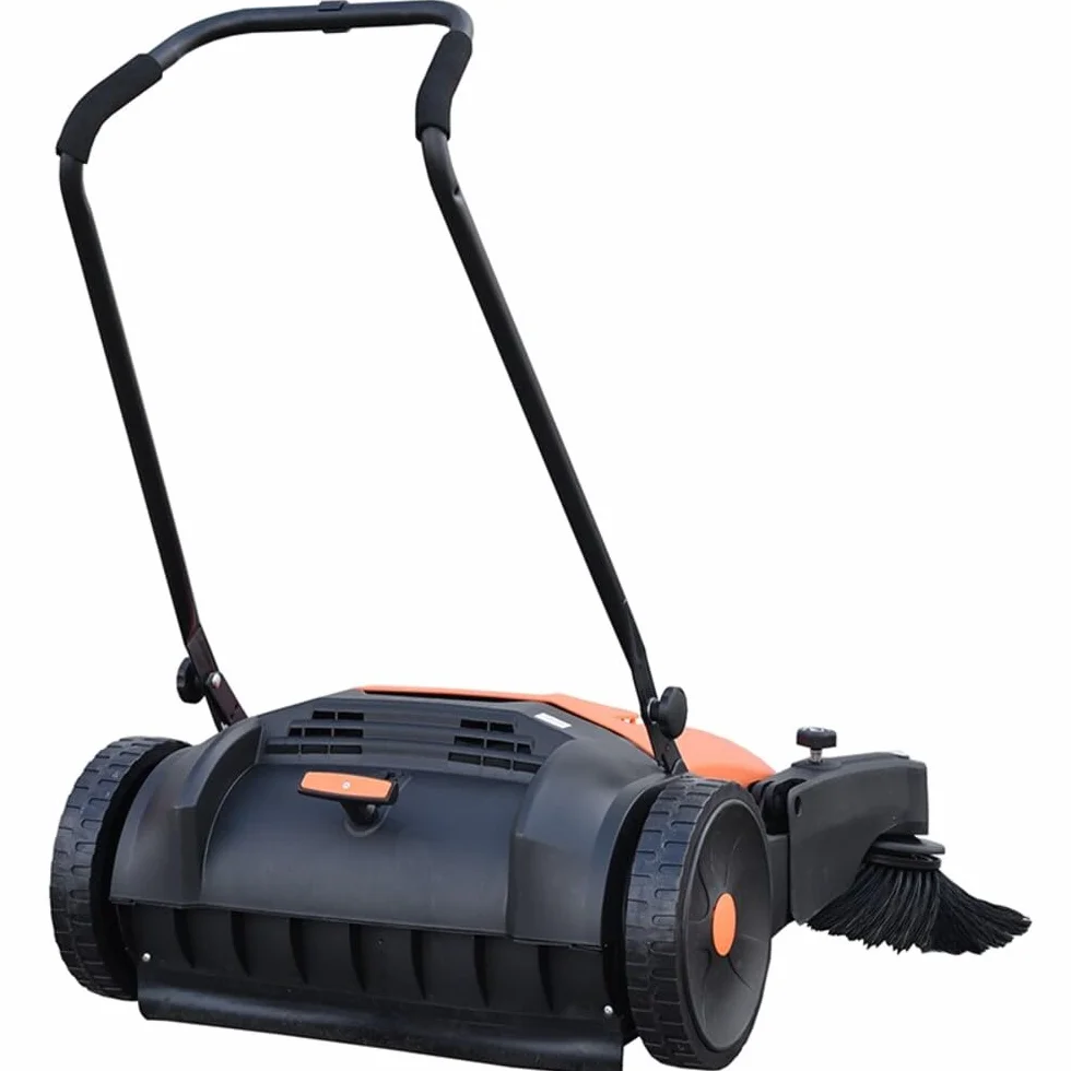 JAZGOT Manuelle Kehrmaschine MS50FP. Maße 1300 x 980 x 1035 mm, Kehrleistung 3920 m2/h, 2 Rotationsbürsten, 1 Walzenbürste, Kehrstreifenbreite 980 mm