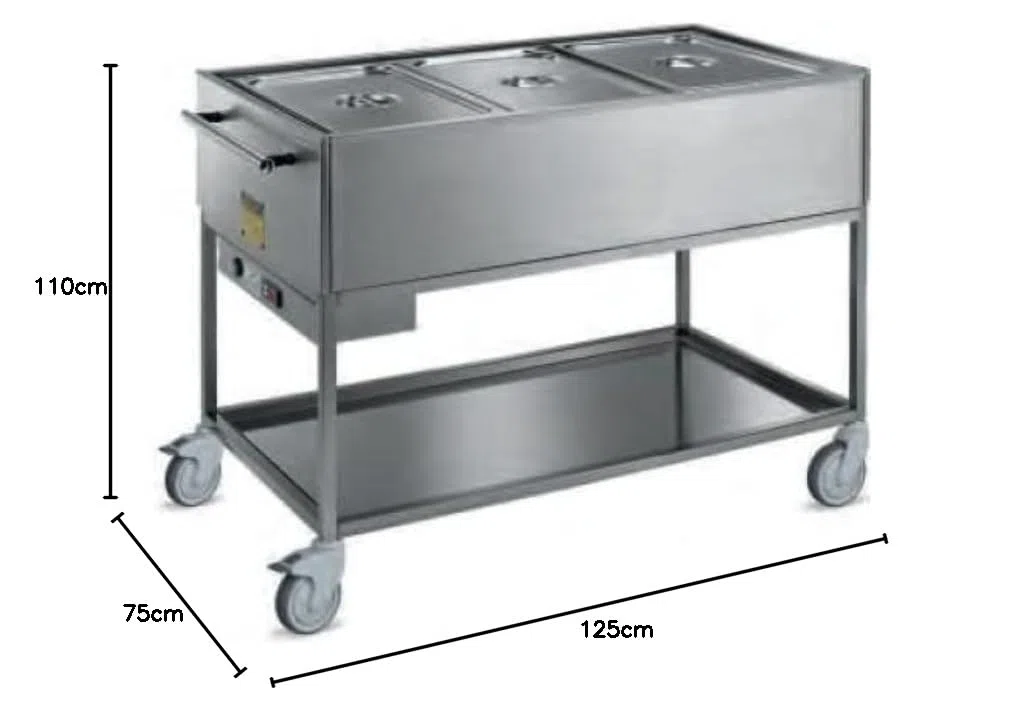 GastroHero Bain-Marie Wagen Profi 3X GN 1/1 Gastronomiebedarf