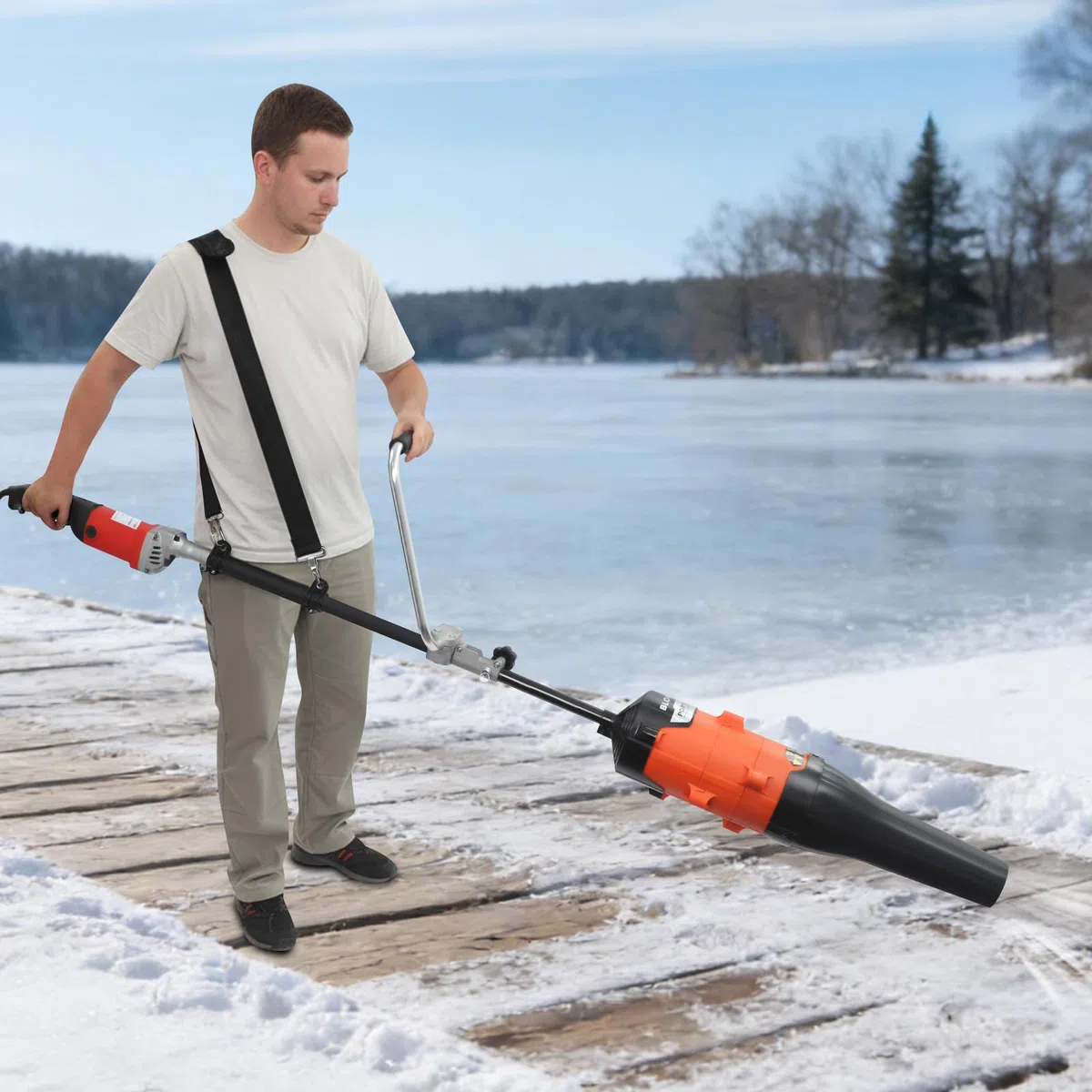 Elektrische Kehrmaschine & Laubbläser, 2-in-1 Schneefräse 1600W, Tragbarer Motorbesen mit 55cm Arbeitsbreite, Einstellbare 6-Gang, 7000-9000rpm, für Draußen Rasenreinigung