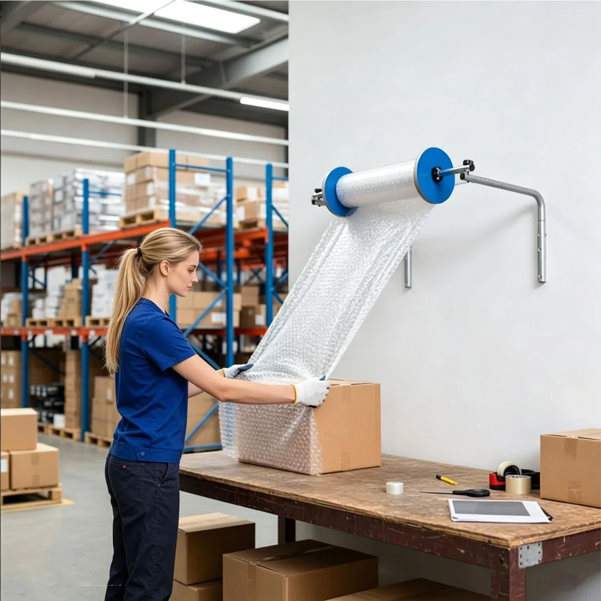 Luftpolsterfolienspender zur Wandmontage, manuelle Polsterung, Schaumstoffhalter für Verpackung, Umzug und Versand, schützt zerbrechliche Gegenstände und Wertsachen
