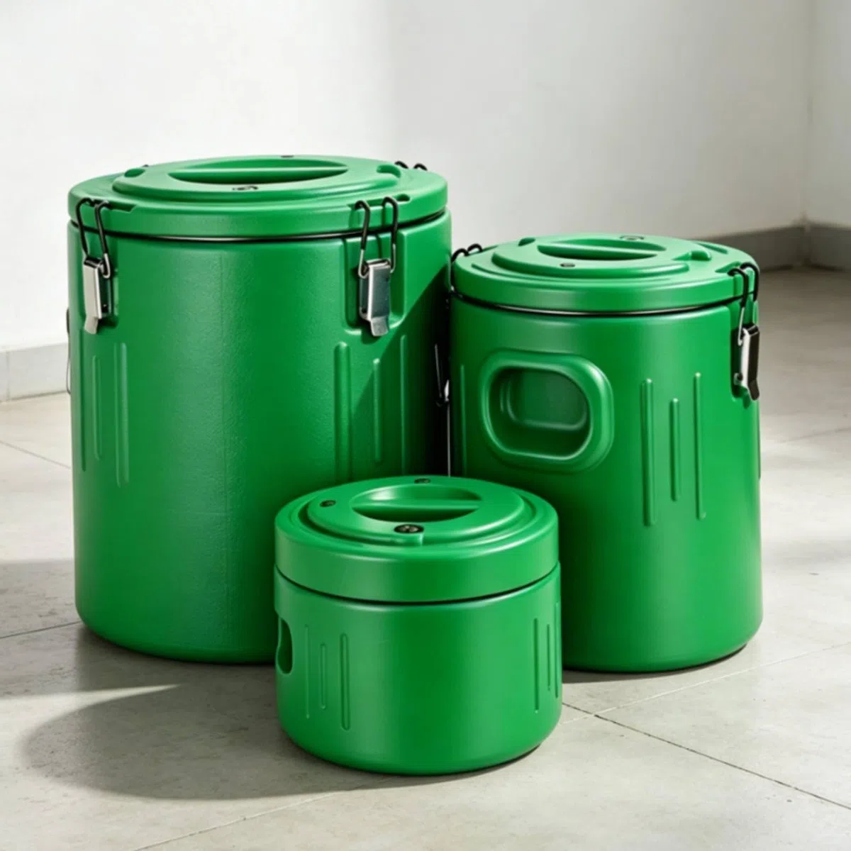 Sharplace 3 Stück Isolierter Vorratseimer Transportbox Lebensmitteldose Mehrfachbehälter mit Dreifacher Schichtstruktur Und Tragegriffen für Gastronomiebetrieb, Grün, 3er-Set 5L/20L/40L