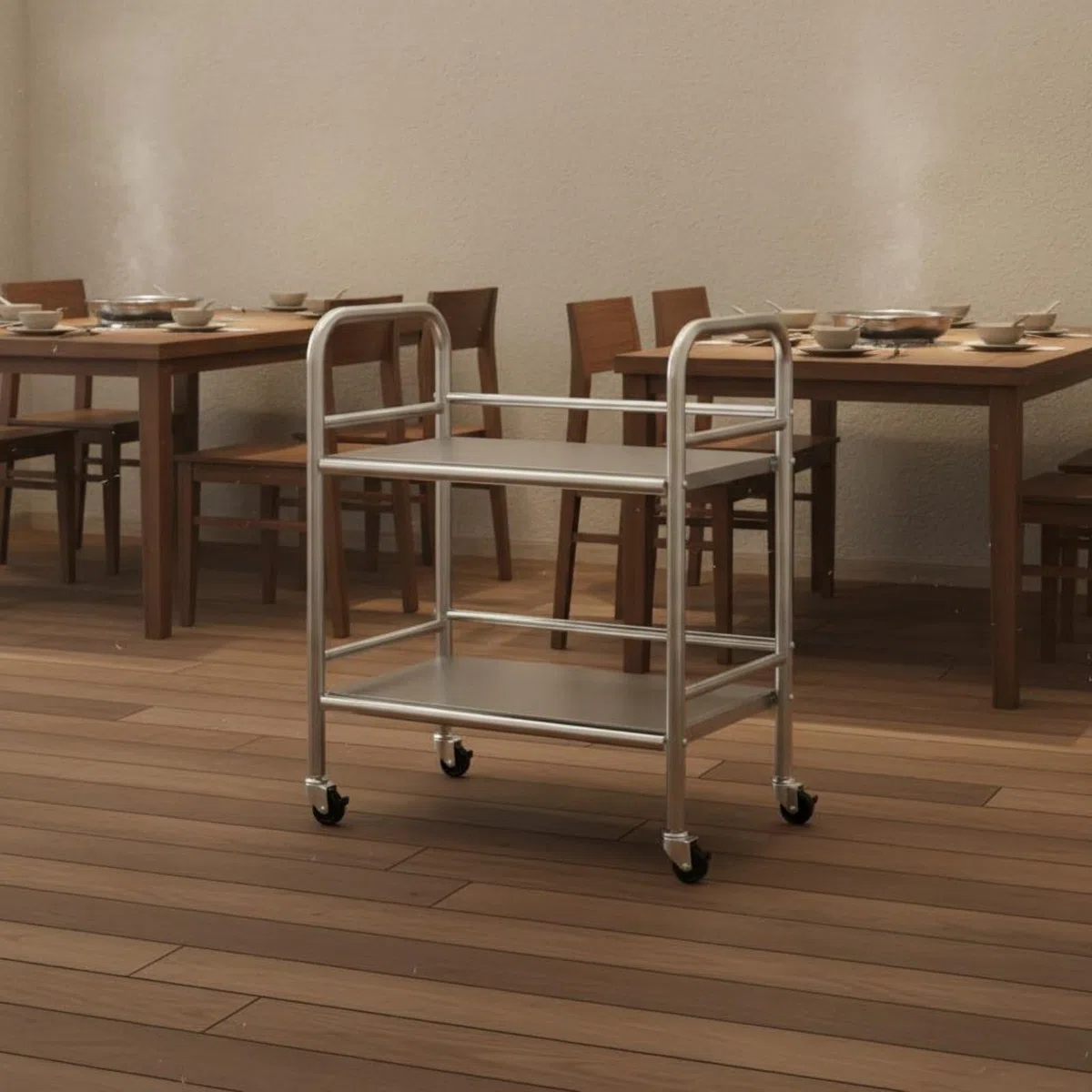 Sharplace Küchenwagen Rollregal Servierwagen Aufbewahrungswagen mit Edelstahlrahmen Und Rollen Einfach zu Bewegen Bietet, Zweischichtig, Edelstahlgestell, 50x40x71 cm