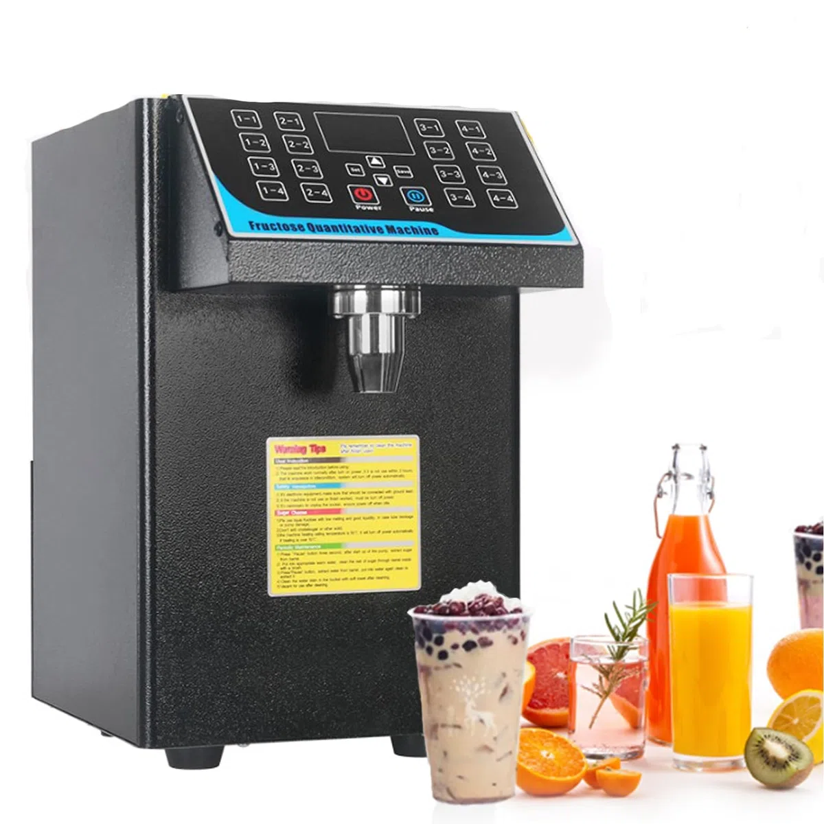 Automatische Fruchtzuckerspender, 304 Edelstahl, 450W Fruktosespender Sirupspender, 7.5L Fruktose Spender 16-Raster-Speicher-Tasten, Sirup Maschine Sirupspender Max Arbeitstemperatur 45℃